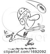 Cartoon Lineart Vintage Football Player