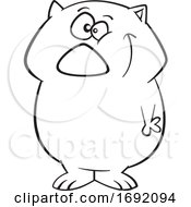 Cartoon Black And White Cute Wombat