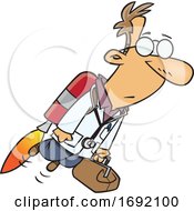 Poster, Art Print Of Cartoon Hi Tech Doctor Flying With A Jet Pack