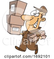 Poster, Art Print Of Cartoon Delivery Man Carrying Packages