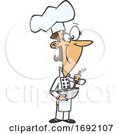 Poster, Art Print Of Cartoon Female Chef Mixing Ingredients
