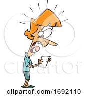 Cartoon Woman Freaking Out Over A Utility Bill