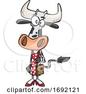 Poster, Art Print Of Cartoon Female Cow Shopping
