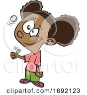 Poster, Art Print Of Cartoon Black Girl Flipping A Coin