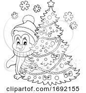 Poster, Art Print Of Christmas Penguin With A Tree
