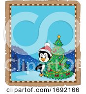 Poster, Art Print Of Christmas Penguin Border