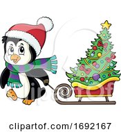 Christmas Penguin With A Sled