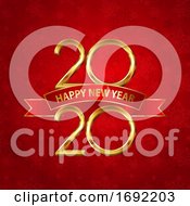 Poster, Art Print Of Happy New Year Background With Gold Numbers And Red Ribbon