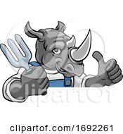 Rhino Gardener Gardening Animal Mascot