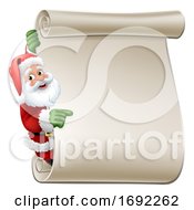 Poster, Art Print Of Santa Claus Scroll Sign Christmas Cartoon