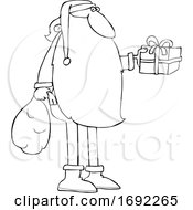 Poster, Art Print Of Cartoon Santa Claus Holding Out A Gift
