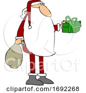 Poster, Art Print Of Cartoon Santa Claus Holding Out A Gift