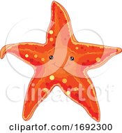 Poster, Art Print Of Cute Happy Orange Starfish