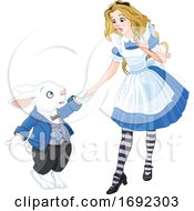 Poster, Art Print Of Alice In Wonderland Running With The White Rabbit