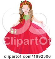 Poster, Art Print Of Beautiful Christmas Girl In A Gown