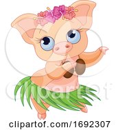 Poster, Art Print Of Cute Female Hula Dancer Pig