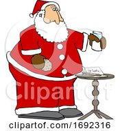 Poster, Art Print Of Cartoon Santa Enjoying A Snack