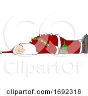 Poster, Art Print Of Cartoon Drunk Santa Laying Down