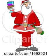 Poster, Art Print Of Cartoon Santa Giving A Christmas Toast
