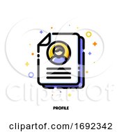 Poster, Art Print Of Icon Of Document With Personal Info Data And Photo For Profile Card Or Identity Document Concept