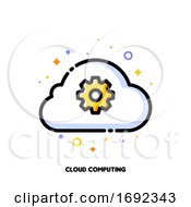 Poster, Art Print Of Icon Of Cloud And Gear For Cloud Data Technology Solutions Concept
