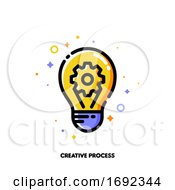 Poster, Art Print Of Icon Of Gear And Light Bulb As Innovative Idea Symbol For Creative Business Process Concept
