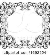 Filigree Leaves Frame Floral Border Scroll Pattern by AtStockIllustration