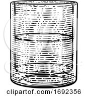 Drinks Glass In A Woodcut Etching Engraved Style