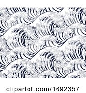 Poster, Art Print Of Wave Japanese Repeating Engraved Background