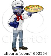 Poster, Art Print Of Panther Pizza Chef Cartoon Restaurant Mascot