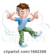 Poster, Art Print Of Boy Kid Cartoon Child Character Dancing