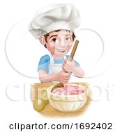 Poster, Art Print Of Boy Kid Chef Child Cartoon Character Baking