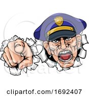 Poster, Art Print Of Angry Policeman Police Officer Cartoon