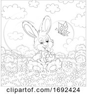 Poster, Art Print Of Spring Time Rabbit With Flowers