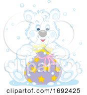 Poster, Art Print Of Cute Polar Bear With A Gift