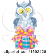 Poster, Art Print Of Cute Owl With A Gift