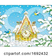 Poster, Art Print Of Winter Cuckoo Clock With Birds