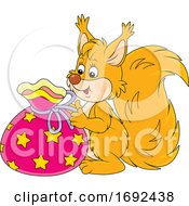 Poster, Art Print Of Cute Squirrel With A Gift