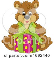 Poster, Art Print Of Cute Bear With A Gift