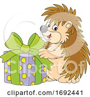 Poster, Art Print Of Cute Hedgehog With A Gift