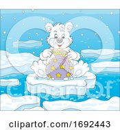 Cute Polar Bear With A Gift