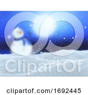 Poster, Art Print Of 3d Winter Landscape With Defocussed Snowman Scene