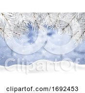 Poster, Art Print Of Christmas Background With Winter Snow And Tree Branches