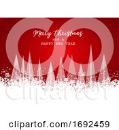 Poster, Art Print Of Christmas Card Design With Trees In Snow