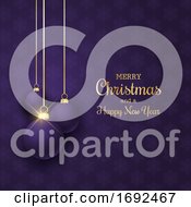 Poster, Art Print Of Elegant Christmas Background With Hanging Purple Baubles