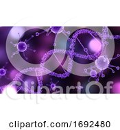 3D Medical Background With Virus Cells And DNA Strand