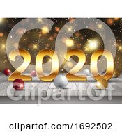 Poster, Art Print Of Happy New Year Background With Golden Letters On Wooden Table