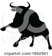 Poster, Art Print Of Silhouette Charging Bull
