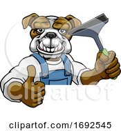 Poster, Art Print Of Bulldog Car Or Window Cleaner Holding Squeegee