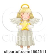 Poster, Art Print Of Blond Christmas Angel Holding A Star